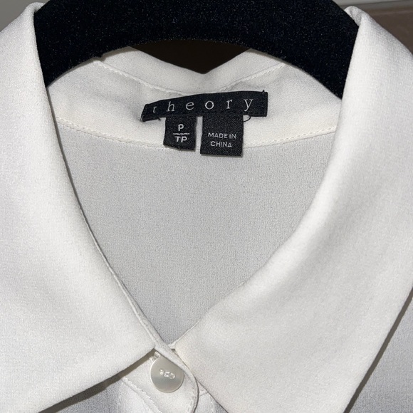 Theory white sleeveless button down SILK - Picture 2 of 2